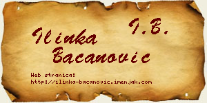 Ilinka Bacanović vizit kartica